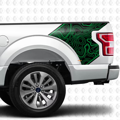 Topografische Kaart Achterzijde Vinyl Stickers voor Musclecar Truck