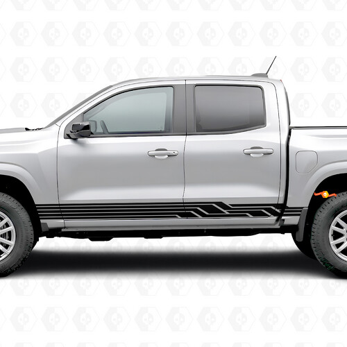 Hoekige Lightning Deur- en Zijscherm Vinyl Strepen voor Chevrolet Colorado 3e Generatie 2023-2026