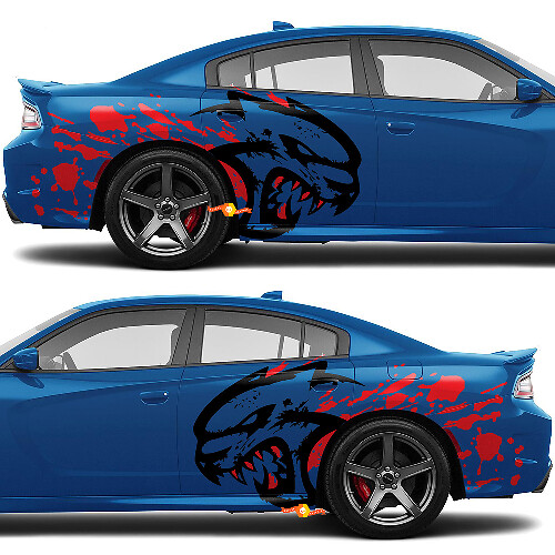 SRT Hellcat met Blood Side Achterkant Spatbord Decals Stickers Graphics voor Dodge Charger of Challenger
