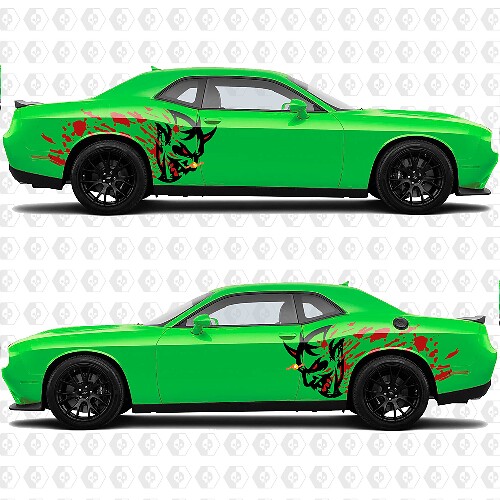 SRT Demon met Blood Side Achterkant Spatbord Decals Stickers Graphics voor Dodge Challenger
