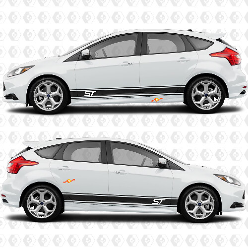 Zijdeuren 2 kleuren streep Rocker panel Vinyl Decal Sticker Graphic voor Ford Focus ST
