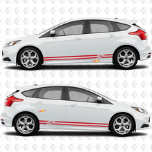 Zijdeuren 2 kleuren Streep Rocker panel Vinyl Sticker Grafisch voor Ford Focus ST
 3