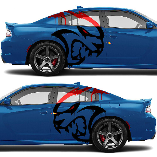 Hellcat-decals voor de zijkant in 2 kleuren voor Dodge Challenger of Charger
 1