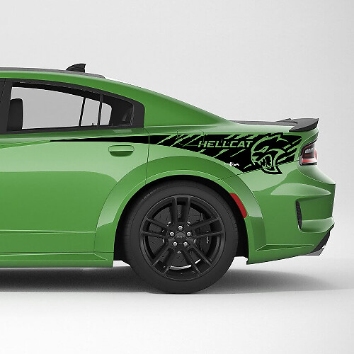 Hellcat Verweerde Achterste Kwartaal Zijstrepen Vinyl Decal Sticker voor Dodge Charger
 1