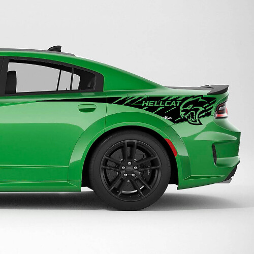 Hellcat Geschraafd Versleten Achterste Kwarter Zijstrepen Vinyl Decal Sticker voor Dodge Charger