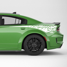 Hellcat Verweerde Achterste Kwartaal Zijstrepen Vinyl Decal Sticker voor Dodge Charger
 2
