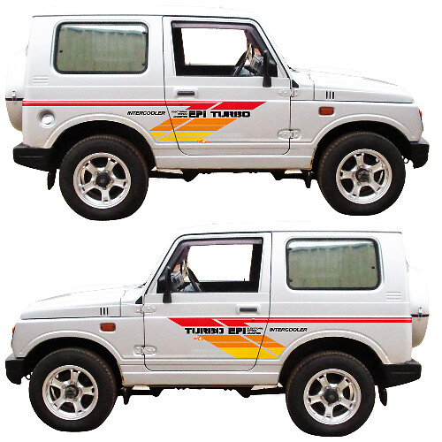 Suzuki JIMNY Turbo EPI Intercooler Vintage Retro Strepen Deuren sticker grafisch
