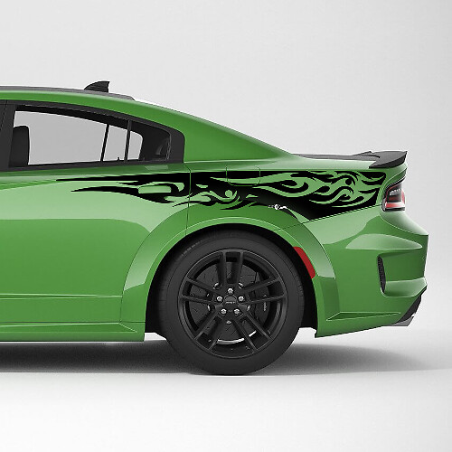 Vlammen Achterste Kwartaal Zijstreep Vinyl Decal Sticker voor Dodge Charger
