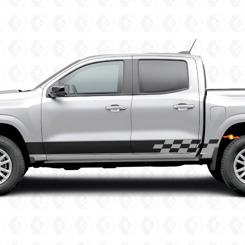 Ruitjespatroon Lightning Deur- en Rocker Paneel Vinyl Strepen voor Chevrolet Colorado 3e generatie 2023-2026