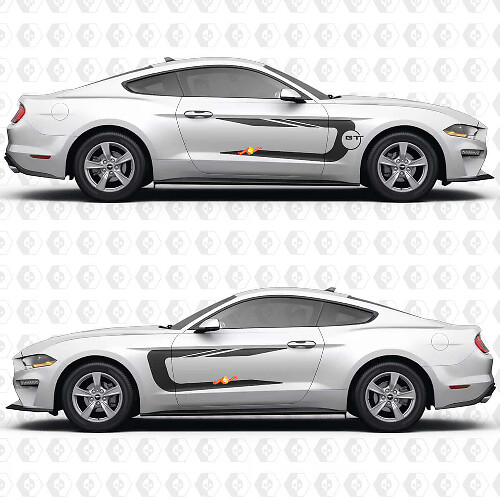Zijdelingse Deuren Racing Strepen Vinyl Decal Sticker Graphics voor Ford Mustang GT