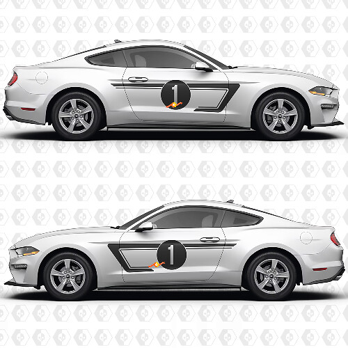 Mustang Nummer Zijdeuren Strepen Race Decals Stickers voor Ford Mustang
 1