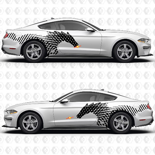 Paardenzijdeuren Strepen Race-decals Stickers voor Ford Mustang
 1