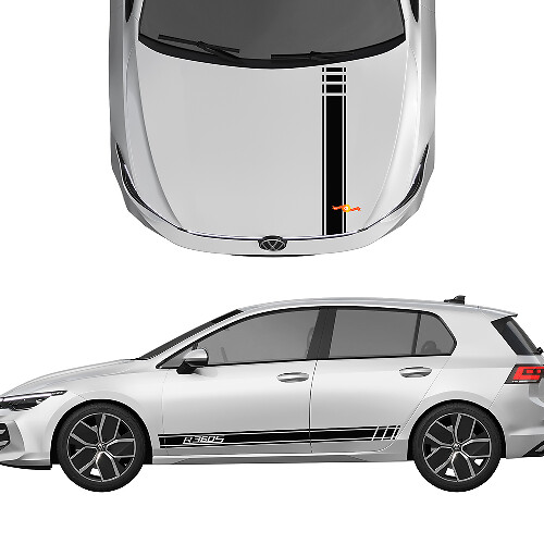 Decal Strepen Zijkant Deur en Motorkap race ontwerp kit Voor Volkswagen Golf-R360S
 1
