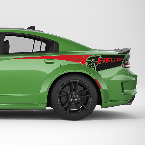 Hellcat SRT 2 kleuren Achterste Kwart Zijstreep Vinyl Decal Sticker voor Dodge Charger
