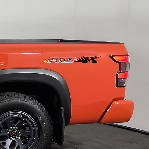 PRO-4X Off-Road Vinyl Stickers Set voor op de Achterzijde van de Bak voor Nissan Frontier en Titan
