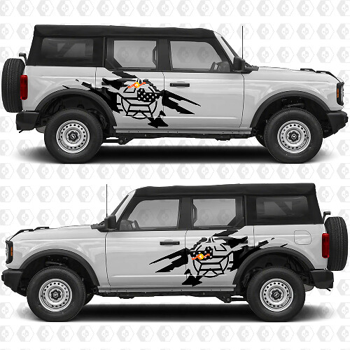 Side Doors USA US Flag Military Star Splash Graphics Decals Stickers for Ford Bronco 1