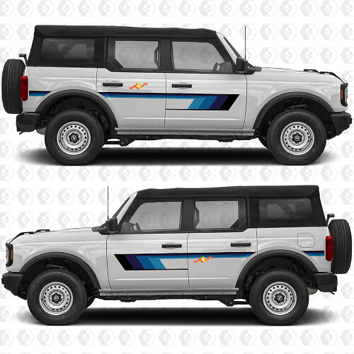 Retro Vintage Strepen Zijkanten Deuren Vinyl Decal Sticker Grafieken 3 voor Ford Bronco