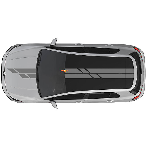 Vinyl sticker met dubbele strepen voor motorkap en dak van Volkswagen Golf GTI
