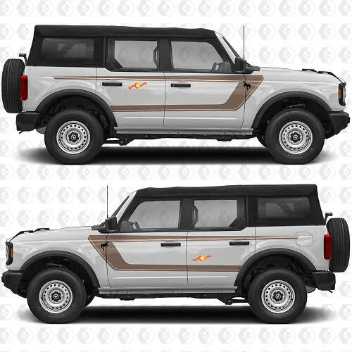 Retro Vintage Stripes Side Doors Vinyl Decal Sticker Graphics for Ford Bronco