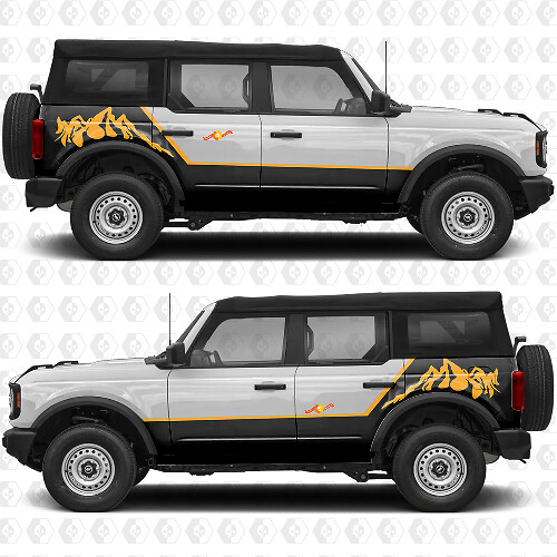 Side Mountains Doors Stripes Decals for Ford Bronco 1