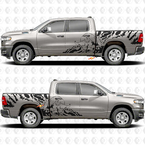 Bull Splash Zijdeuren Stickers Decals Graphics voor Dodge RAM 1500 2500 3500