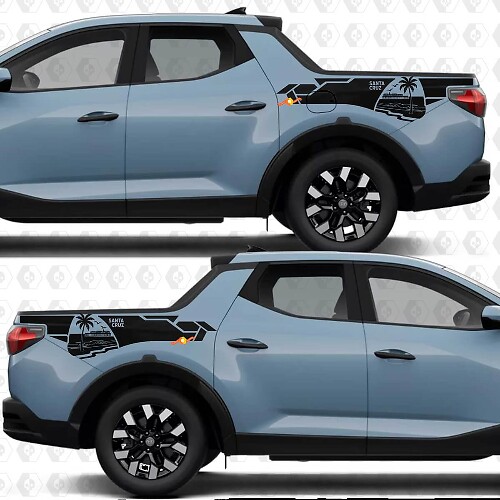 Beach Palm Bedside Vinyl Decal Set voor Hyundai Santa Cruz