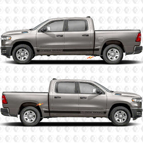 Aangepaste Tekst Performance Rocker Panel Zijdeuren Strepen Stickers Decals Grafieken 2 voor Dodge RAM 1500