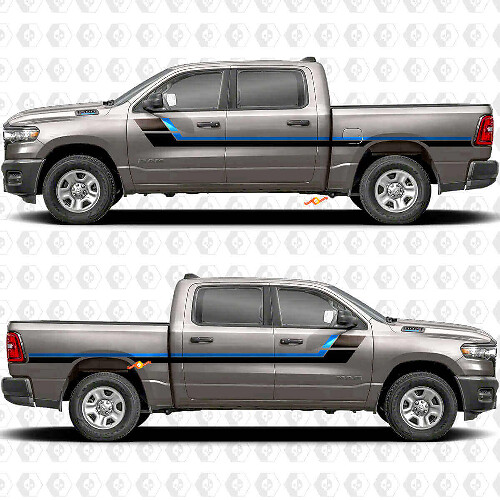 Retro Stijl Zijstrepen Vinyl Decal Kit voor Dodge Ram 1500_1
