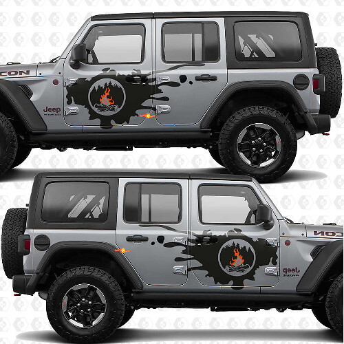 Campfire Zijdeur Vinyl Decal Kit voor Jeep Wrangler