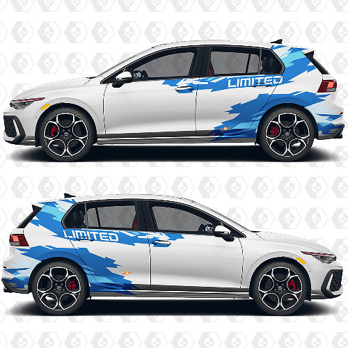 Sportieve vinyl wrap decal-stickers met eigen tekst voor Volkswagen Golf Gti
 1