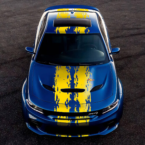Splash Style Dubbele Bovenste Zijstrepen Vinyl Decal Kit voor Dodge Challenger of Charger