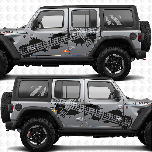 Bandensporen Zijdeuren Strepen Vinyl decal sticker passend voor Jeep Wrangler 1
