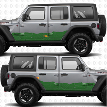Topografische kaart zijdeur strepen vinyl decal sticker passend voor Jeep Wrangler 2
