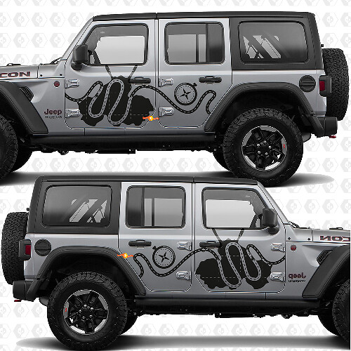 Trail Pass Kaart Kompas Zijdeuren Strepen Vinyl decal sticker passend voor Jeep Wrangler 1