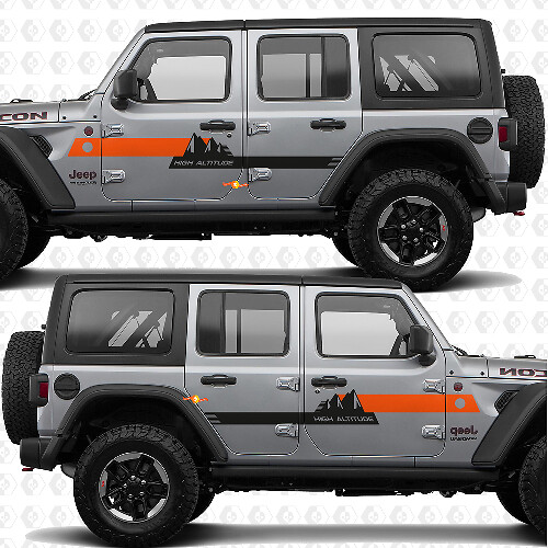 Aangepaste tekst Bergen Hooggelegen Strepen Zijdeuren Vinyl decal sticker passend voor Jeep Wrangler