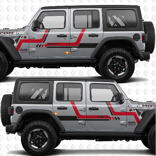 Aangepaste Tekst Strepen Zijdeuren Vinyl decal sticker passend voor Jeep Wrangler