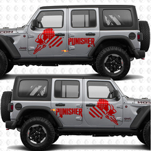 Punisher US-vlag zijkantdeuren strepen vinyl decal sticker passend voor Jeep Wrangler 2