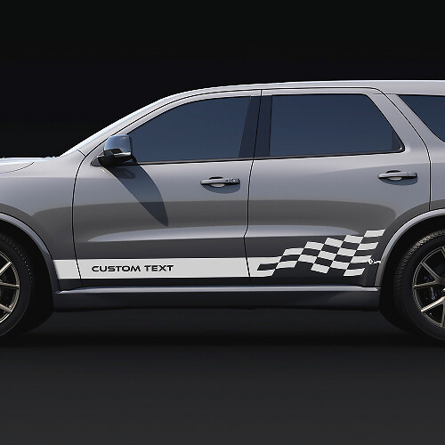 Zelfklevende vinylstickers met aangepaste tekst en geruite strepen voor Dodge Durango