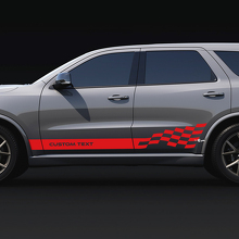 Zelfklevende vinylstickers met aangepaste tekst en geruite strepen voor Dodge Durango 3