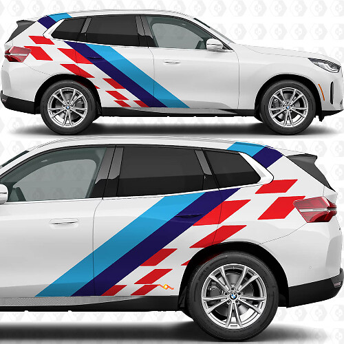 Zijkant M Kleuren Strepen Geruit Vlag Deuren Achter Vinyl Decal Sticker passend voor BMW X3