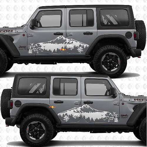 Bergen Natuur Landschap Zijdeuren Vinyl decal sticker passend voor Jeep Wrangler 1