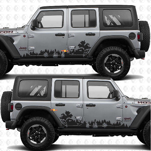 Bos Natuur Landschap Zijdeuren Vinyl sticker passend voor Jeep Wrangler JL