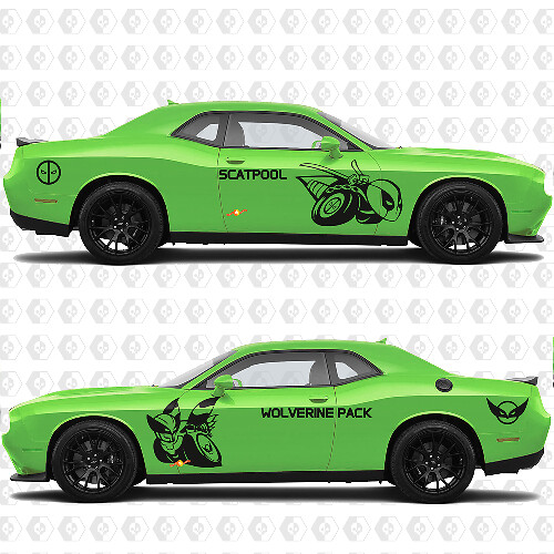 Aangepaste Scatpool- of Wolverine Pack Bee-zijvinylsticker voor Dodge Challenger