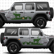 Deer Splash Zijdeuren Vinyl decal sticker passend voor Jeep Wrangler 2