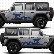 Deer Splash Zijdeuren Vinyl decal sticker passend voor Jeep Wrangler 3
