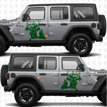 Deer Skull Mountains Splash Zijdeuren Vinyl decal sticker passend voor Jeep Wrangler 2