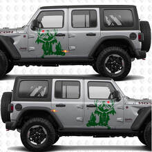 Deer Skull Mountains Splash Zijdeuren Vinyl decal sticker passend voor Jeep Wrangler 2