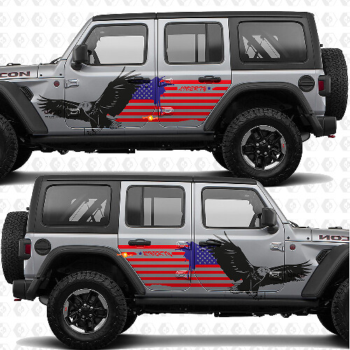 USA Amerikaanse patriottische vlag kale adelaar zijdelige deuren vinyl decal sticker past op Jeep Wrangler