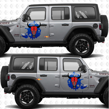 Skull Goat US vlag zijdeuren vinyl decal sticker passend voor Jeep Wrangler 2