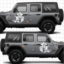 Skull Goat US vlag zijdeuren vinyl decal sticker passend voor Jeep Wrangler 3